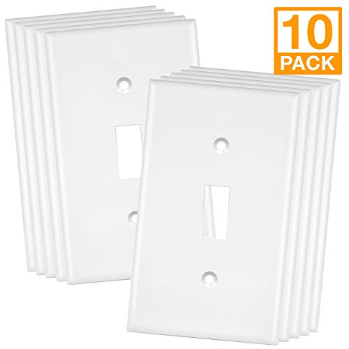 Enerlites 8811-W-10PCS Toggle Wall Plate, Standard Size 1-Gang, Unbreakable Polycarbonate, White (10 Pack)