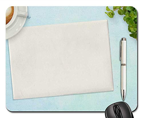Mouse Pad - Note Pad Pen Coffee Cup Plant Desk Writing Paper