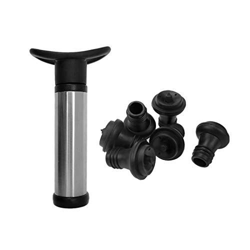 Geesatis Wine Saver Vacuum Pump with Vacuum Stoppers Preserver, Wine Saver Wine Stopper Vacuum Set (1 Pcs Pump plus 6 Pcs Stopper)