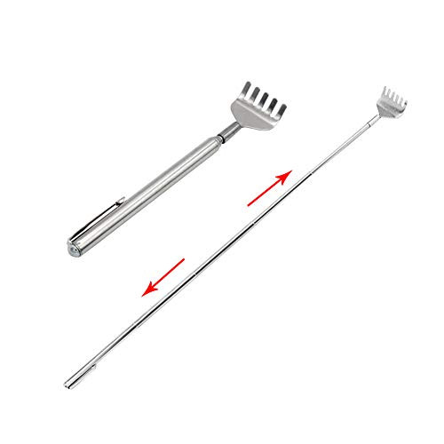 Retractable Back Scratcher, Portable Back Scratcher for Men and Women Stainless Steel Handy Pocket Pen Clip Back Scratcher