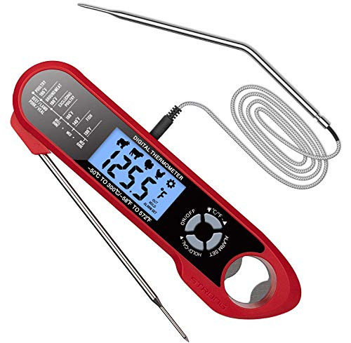 Digital Meat Thermometer for Grill Instant Read, Food Thermometer with Bottle Opener, Dual Probe, Alarm for Cooking, Candy Thermometer,Grill Thermometer Digital Probe, Cooking BBQ