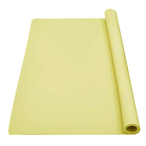 PinRui Silicone Placemats,23.6 by 15.7 Inch Large Silicone Pastry Mat Baking Mat,Silicone Sheet for Craft,Countertop Protector No-slip Non Stick Waterproof Heat Resistant Multipurpose Mat?Yellow?