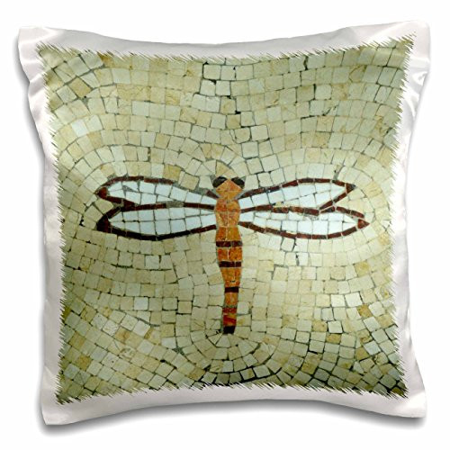 3dRose Dragonfly On Beige Pillow Case, 16 x 16