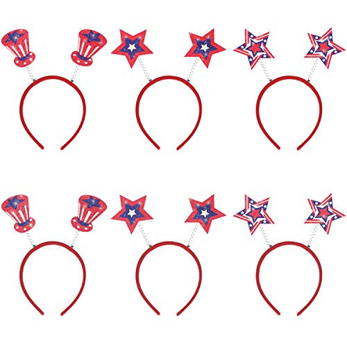 Ivenf 4th of July Party Favors Headbands 6 Pcs, American Flag Patriotic Stars Head Boppers Decorations for Independence Day Party Ivenf 4th of July Party Favors Headbands 6 Pcs, American Flag Patriotic Stars Head Boppers Decorations for Independence Day Party