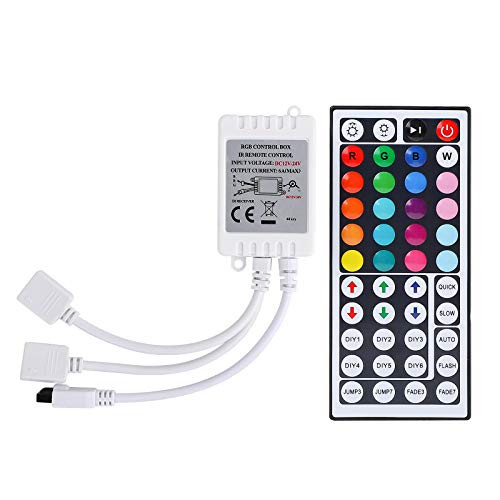 SUPERNIGHT 2-Port 44 Keys Wireless IR Remote Control Dimmer Controller, 4Pin Dual Output DC12V-24V for SMD 5050 3528 RGB LED Strip Lights