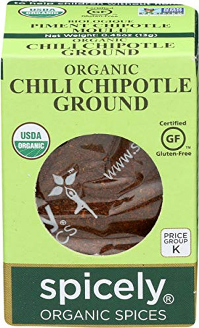 Spicely Organic Chili Chipotle Powder 0.45 Ounce ecoBox Certified Gluten Free
