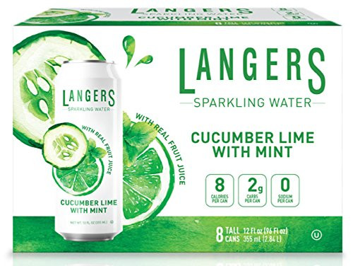 Langers Sparkling Water With Fruit Juice, Cucumber Lime With Mint, 12 Ounce (pack Of 8)