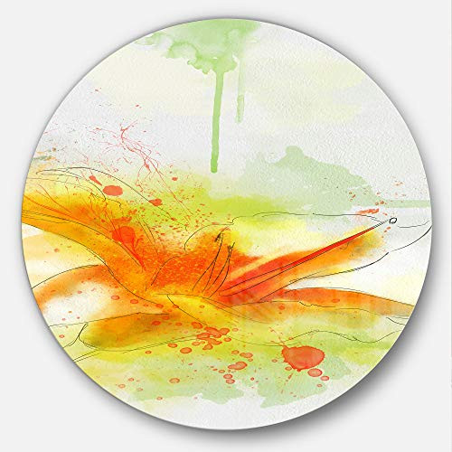 Designart MT13625 C23 Yellow Red Flower with Color Splashes Floral Disc, 23" x 23", Red Designart MT13625 C23 Yellow Red Flower with Color Splashes Floral Disc, 23" x 23", Red