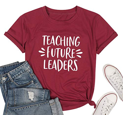 Teacher Shirts for Women Teaching Future Leaders Tshirt Letters Print Shirts with Sayings Casual Short Sleeve Teaching Shirt (Red, S) Teacher Shirts for Women Teaching Future Leaders Tshirt Letters Print Shirts with Sayings Casual Short Sleeve Teaching Shirt (Red, S)