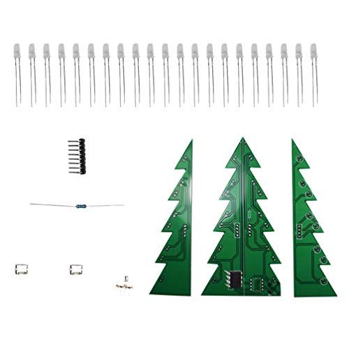EXCEART 3D Xmas Tree LED DIY Kit 3D DIY Electronic Christmas Tree Electronic Science Assemble Module Kit LED Flash Circuit Soldering Project for Xmas Supplies
