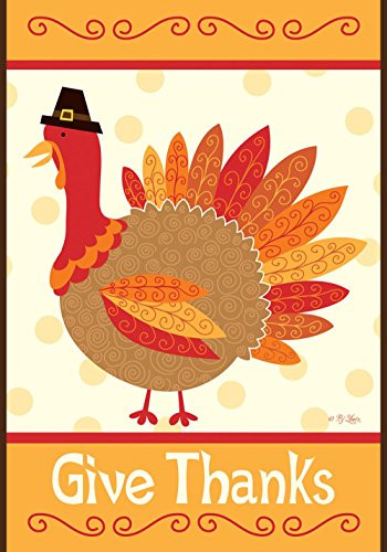 Toland Home Garden 119653 Turkey Thanks 12.5 x 18 Inch Decorative, Give Thanksgiving Fall Holiday Garden Flag