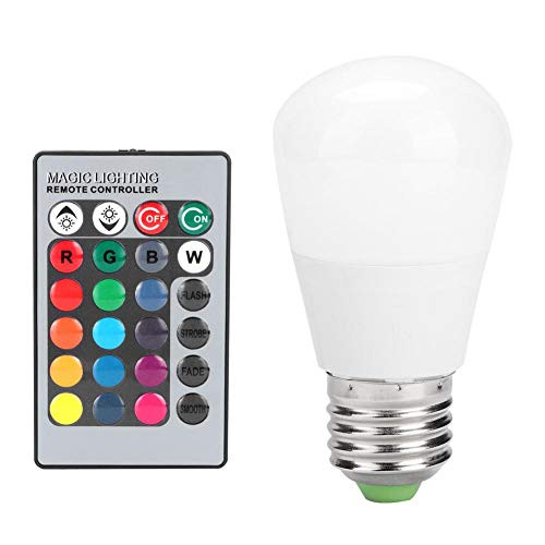 Delaman LED Bulb, RGBW LED Light Bulb AC85-265V 3W E27 Colorful Decorating Lamp with Remote Control