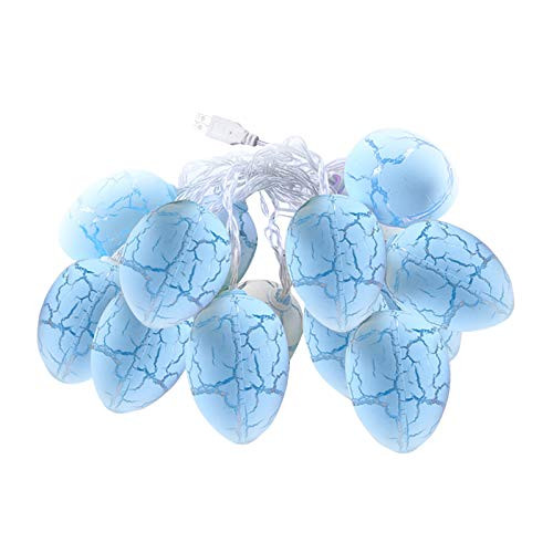 Easter Egg LED String Light 4.9 ft with 10 Eggs Ornament, USB Interface Powered Colorful Light Up Eggs for Easter Decoration Garden Spring Decoration, Light Up Easter Eggs (Blue)
