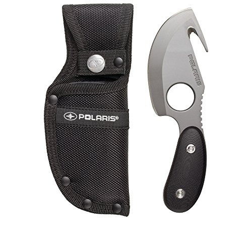 polaris G10 Handle Stainless Steel Guthook Skinner Fixed Blade Knife with Heavy-Duty Nylon Fabric Sheath (Black)