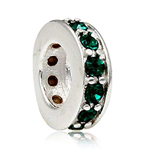 Shining Spacer Charm 925 Sterling Silver Gift Beads Charm fit for Pandora Charms Bracelets (Green) Shining Spacer Charm 925 Sterling Silver Gift Beads Charm fit for Pandora Charms Bracelets (Green)