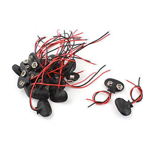 uxcell 20Pcs 10cm Wire Cable 9V 9 Volt Battery Clip Connector Lead T Type