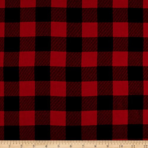 TELIO Van Gogh Rayon Twill Print Plaid, Yard, Red Black