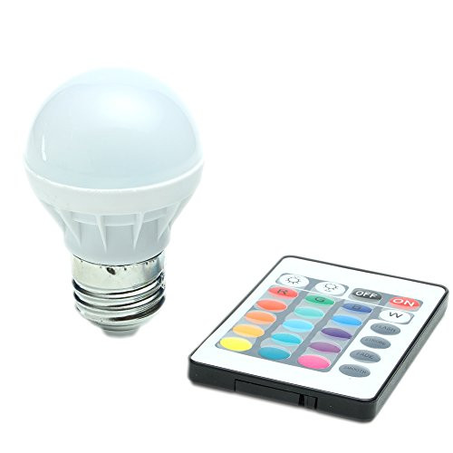 MEXUD 3W E27 AC 85-265V RGB LED Light Bulb Lamp Color ChangingplusIR Remote Control