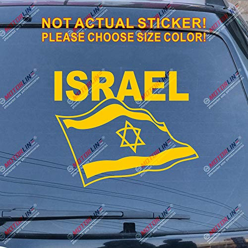 3S MOTORLINE I Support Israel Israeli Flag Decal Sticker Car Vinyl Pick Size Color die Cut no bkgrd (Yellow, 4'' (10.2cm))