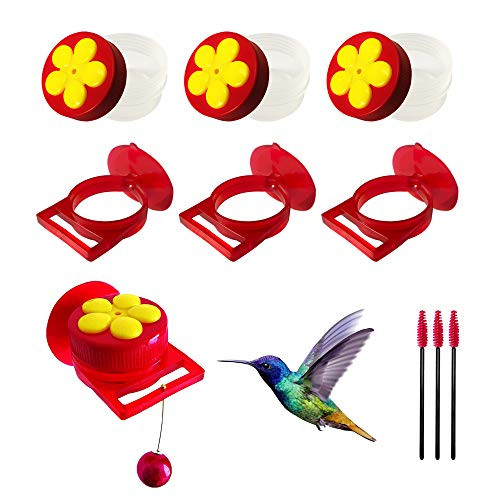 Naomo Handheld Hummingbird Feeders, Hand Feeders Suction Cup Mini Hummingbird Feeders with Perches for Outdoors, Multifunctional Hummingbird Feeder Kit Includes Cleaning Brush (3 Pack)
