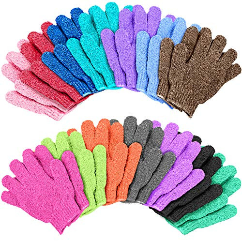 Duufin 14 Pairs Exfoliating Gloves Bath Gloves Body Wash Mitt Scrubbing Exfoliator Glove for Shower, Spa, Massage, Body Scrub, Dead Skin Cell Remover