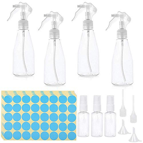 Lady Up Plastic Spray Bottles Refillable Container Empty Small Misting Clear Spray Bottle 200ml/6.7oz For Cleaning Solutions and Skin Care (4 Pcs)
