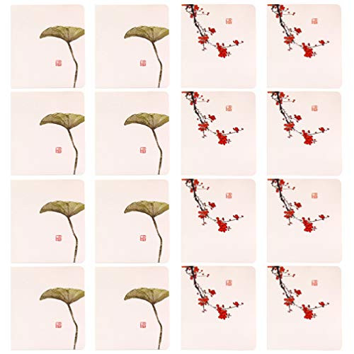 TOYANDONA Plum Blossom Blessing Cards Leaves Writing Cards Chinese Birthday Thank Cards DIY Christmas Greeting Cards for Kid Adult Xmas Winter Holiday Greeting Card Set 16pcs Random Style