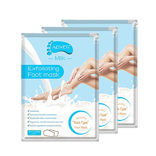 Soft Foot Peeling Mask 3 Pack -Exfoliation Foot Peel -Removes Calluses,Dead and Dry Skin,Scrub Peel Mask for Men and Women (milk)