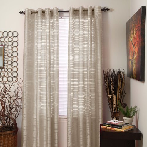 Lavish Home Maggie Grommet Single Curtain Panel, 95-Inch, Beige