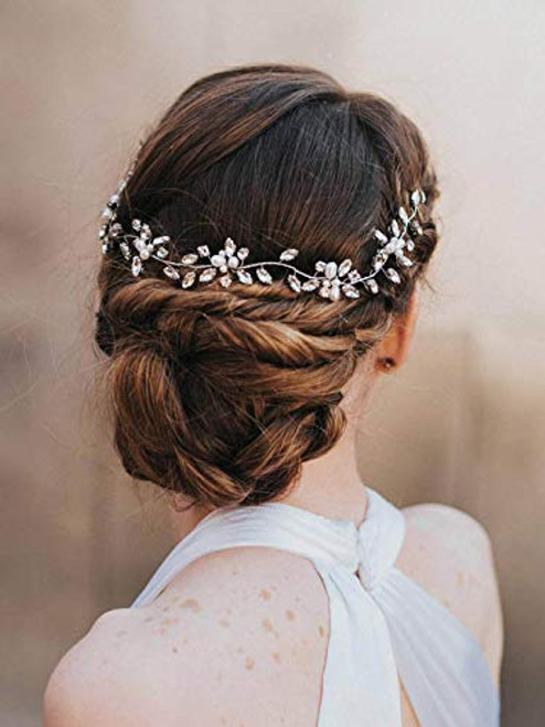 Earent Bride Wedding Hair Vine Silver Crystal Headband Bridal Pearl Hair Piece Rhinestone Hair Accessories for Women and Girls Earent Bride Wedding Hair Vine Silver Crystal Headband Bridal Pearl Hair Piece Rhinestone Hair Accessories for Women and Girls