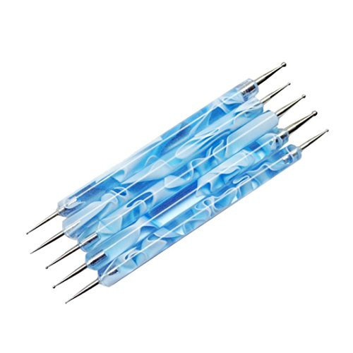 Nail Art Pen,Putars Hot New 5Pcs Dotting Painting Brush Pen Tool Sable Dual Ball 2 Way Acrylic UV Gel Nail