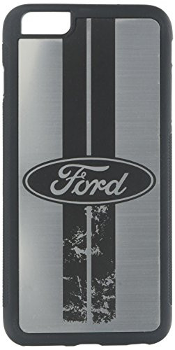 Buckle-Down Cell Phone Case - Ford Oval/Stripe Brushed Silver/Black - iPhone4