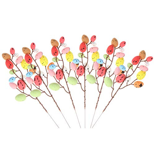 TOYANDONA 6 Pcs Easter Egg Ornaments Easter Eggs Garland Easter Egg Flower Picks Aritificial Flower Bouquet Easter Egg Tree Decor Flower Arrangement Ornament Decoration for Easter Party Spring Party