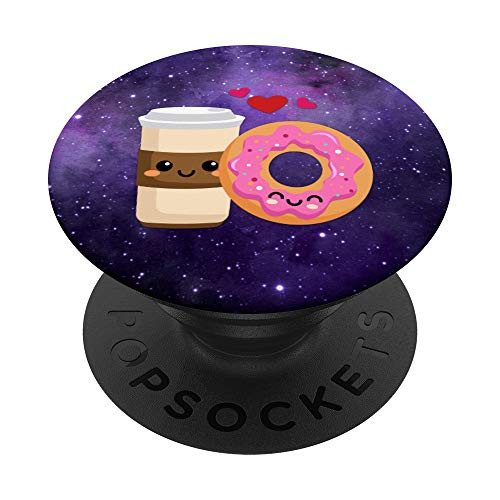 Night Stars Cute Kawaii Latte Coffee Donut Heart Love Gift PopSockets PopGrip: Swappable Grip for Phones  and  Tablets