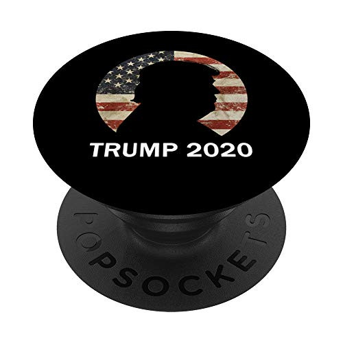 Trump 2020 Silhouette Vintage American Flag Republican PopSockets Grip and Stand for Phones and Tablets