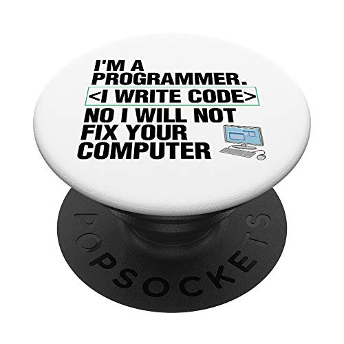 Coder Computer Programmer I Write Code Funny Gift PopSockets PopGrip: Swappable Grip for Phones  and  Tablets
