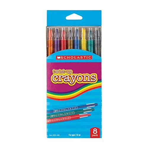 Scholastic Twist-Up Crayons, Assorted Colors, Pack of 8