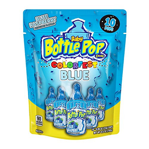Baby Bottle Pop Individually Wrapped Party Pack With Flavored Candy/Lollipop Suckers  and  Candy for Celebrations And Virtual Parties, Blue Raspberry, 10 Count Bag