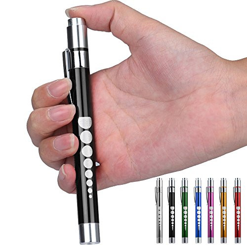 Medical LED Pen Light, First Aid Bright Aluminum Portable Torchlight with 2 x AAA Battery (Not Included) for Doctor Nurse EMT Emergency (Black)