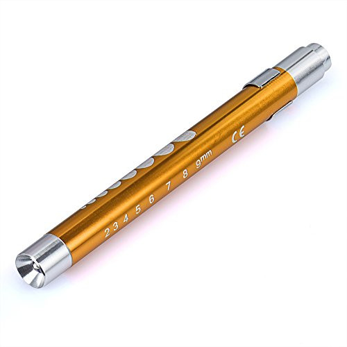 Medical LED Pen Light, First Aid Bright Aluminum Portable Torchlight with 2 x AAA Battery (Not Included) for Doctor Nurse EMT Emergency (Gold)