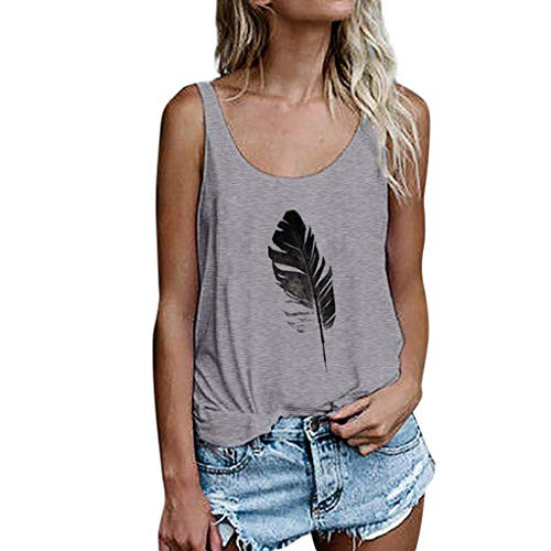 Tank Tops for Women, Womens Summer Sling O Neck Strap Sunflower Print Down Front Casual Loose Tops Sleeveless Blouses Grey