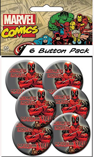 C&D Visionary Marvel Extreme Classic Deadpool Population 1.25" Button (6-Piece)
