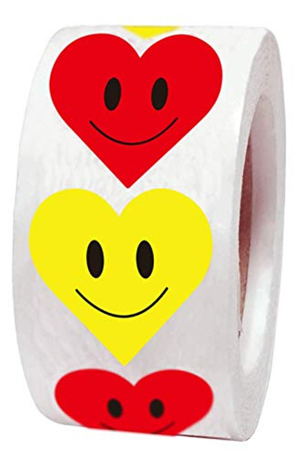 1.5 Inch Yellow Smiley Face Happy Stickers and Red Sad Frowny Face Stickers for Teachers - Round Circle Dots 500 Reward Labels Per Roll 1.5 Inch Yellow Smiley Face Happy Stickers and Red Sad Frowny Face Stickers for Teachers - Round Circle Dots 500 Reward Labels Per Roll