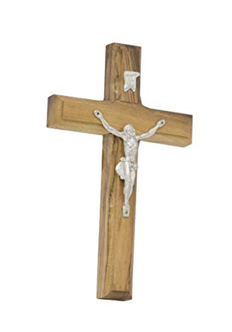 SpringNahal Olive Wood Cross from Bethlehem with a Certificate Made in The Holy Land (5.7 inch)