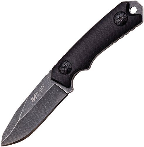 MTech USA MT-20-30BK Fixed Blade Neck Knife, Drop Point Blade, Black G10 Handle, 4-3/4-Inch Overall