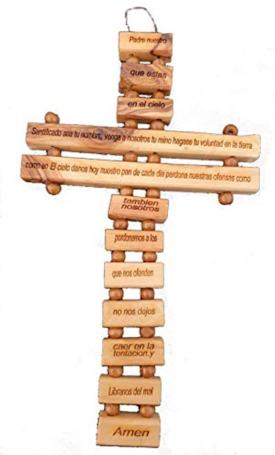 Jerusalem Our Father Lord Prayer Olive Wood 9 inch Cross in Spanish from Bethehem Jerusalem Our Father Lord Prayer Olive Wood 9 inch Cross in Spanish from Bethehem