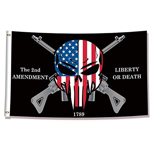 ENMOON 2nd Amendment Flag USA Punisher Skull Rifles 1789 Skull Rifles (3x5ft, Vivid Color, 150D Poly) HD Printing Anti-Fade Poly with Two Brass Grommets