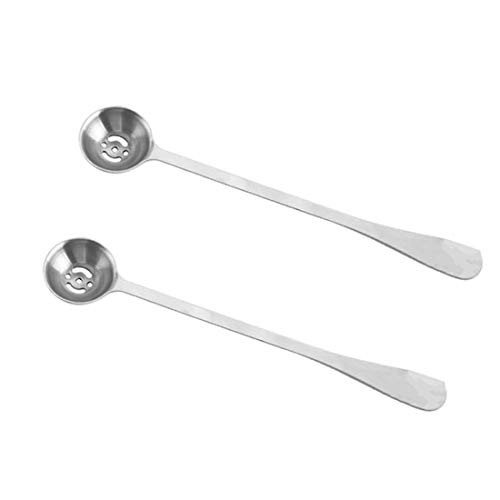 Qiuerte 2pcs Stainless Steel Olive Spoon,Cherry Spoon with Drain Hole Jar Serving Tools