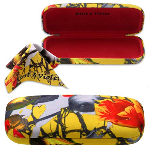 Hard eyeglass case   small sunglasses case   hard shell protective by MyEyeglassCase (AS126 Yellow Tulip)