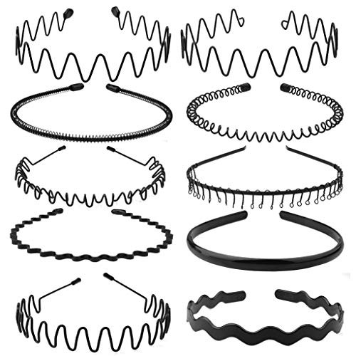 obmwang 10 Pack Metal Headband Unisex Spring Wavy Hair Hoop Men Women Sport Non-Slip Headwear Hair Accessories obmwang 10 Pack Metal Headband Unisex Spring Wavy Hair Hoop Men Women Sport Non-Slip Headwear Hair Accessories